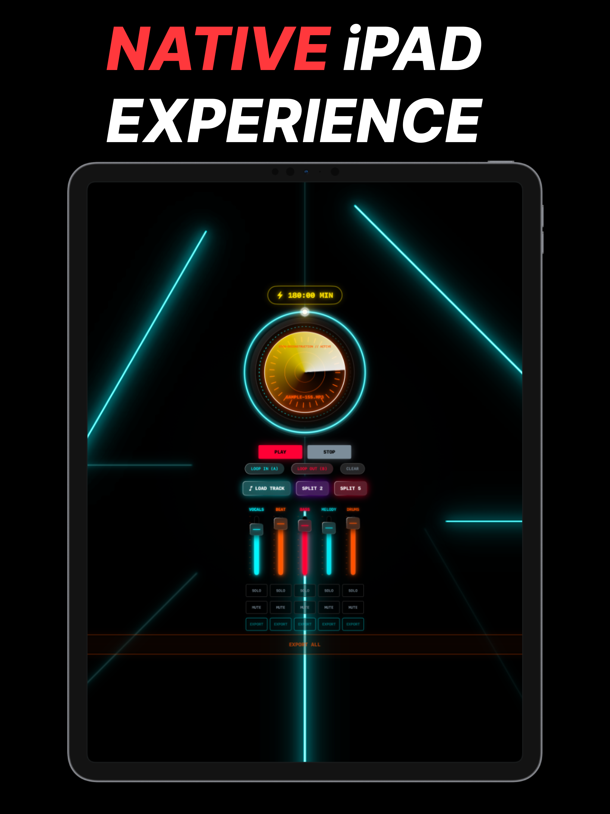 STEM-X for iPad - Best AI stem separator tool for iPad OS, competing with moises ai for electronic producers.