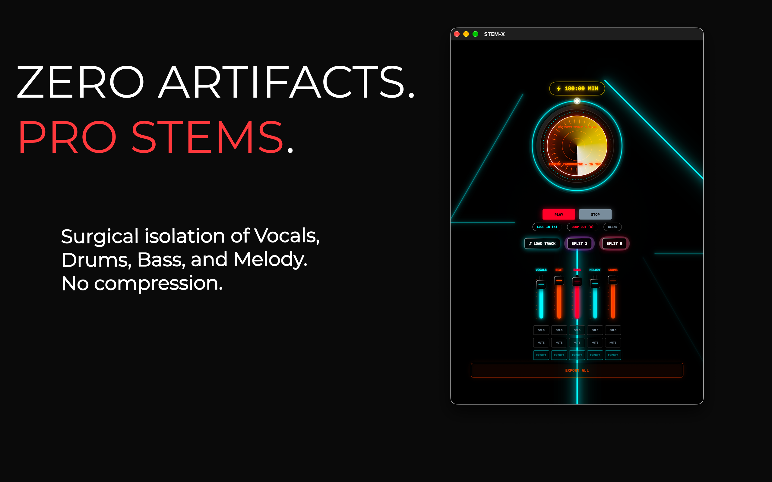 Zero artifacts pro stem isolation for vocals and drums directly to your Mac ecosystem.
